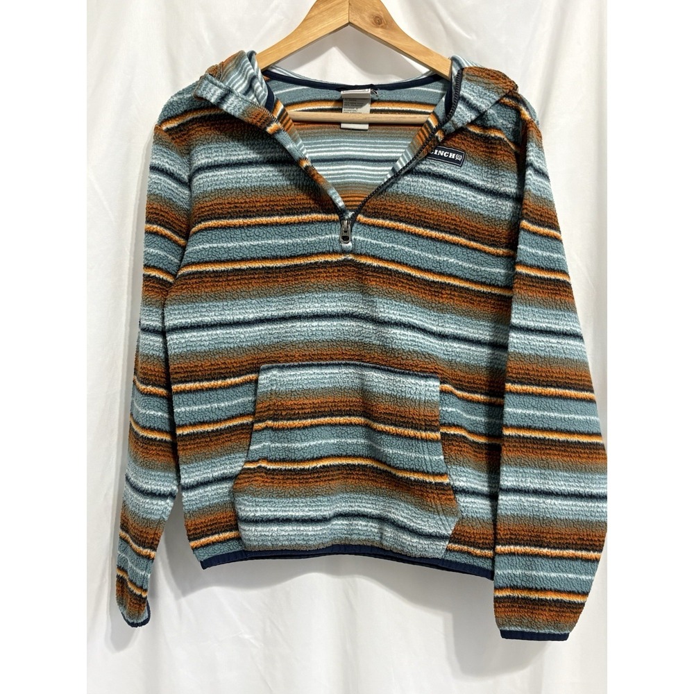Cinch Blanket Stripe Sherpa Fleece Hoodie Boys Sz‎ Xl 14 Modern Western